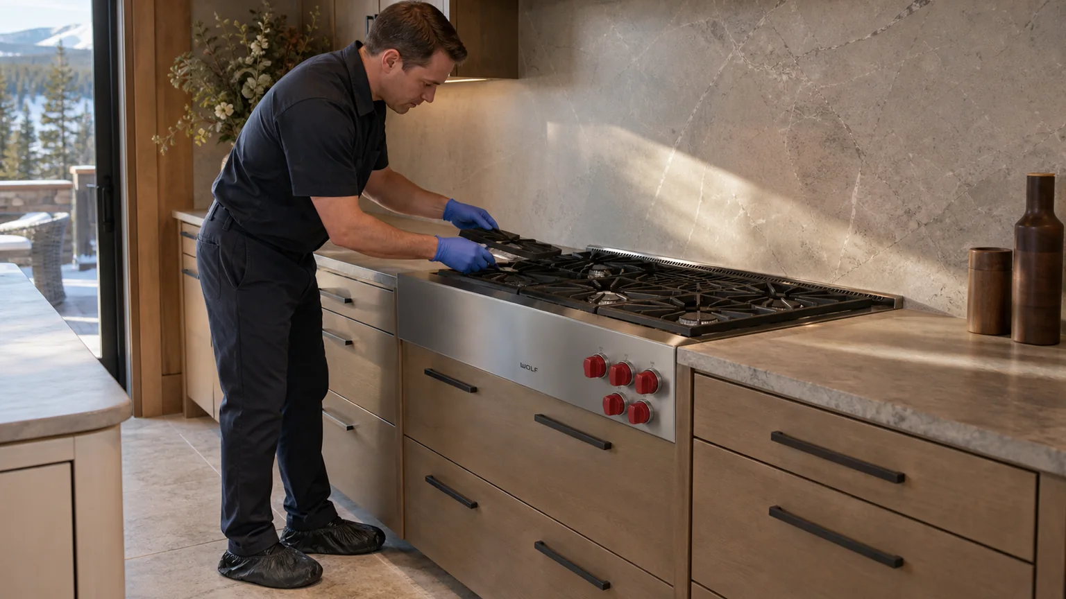 Built-in cooktop diagnostic visit in the service area